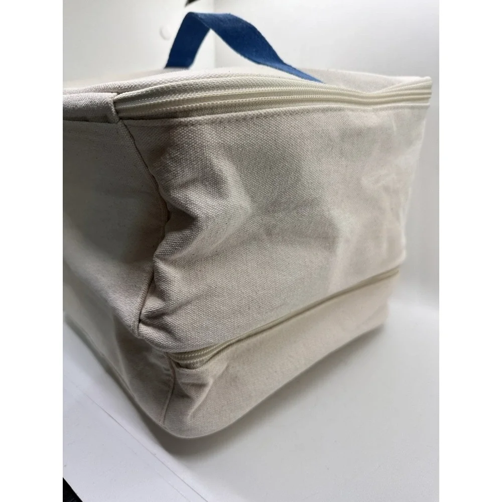 Chloe‎ + Isabel Cream Canvas Train Case Makeup Jewelry Organizer Travel Bag